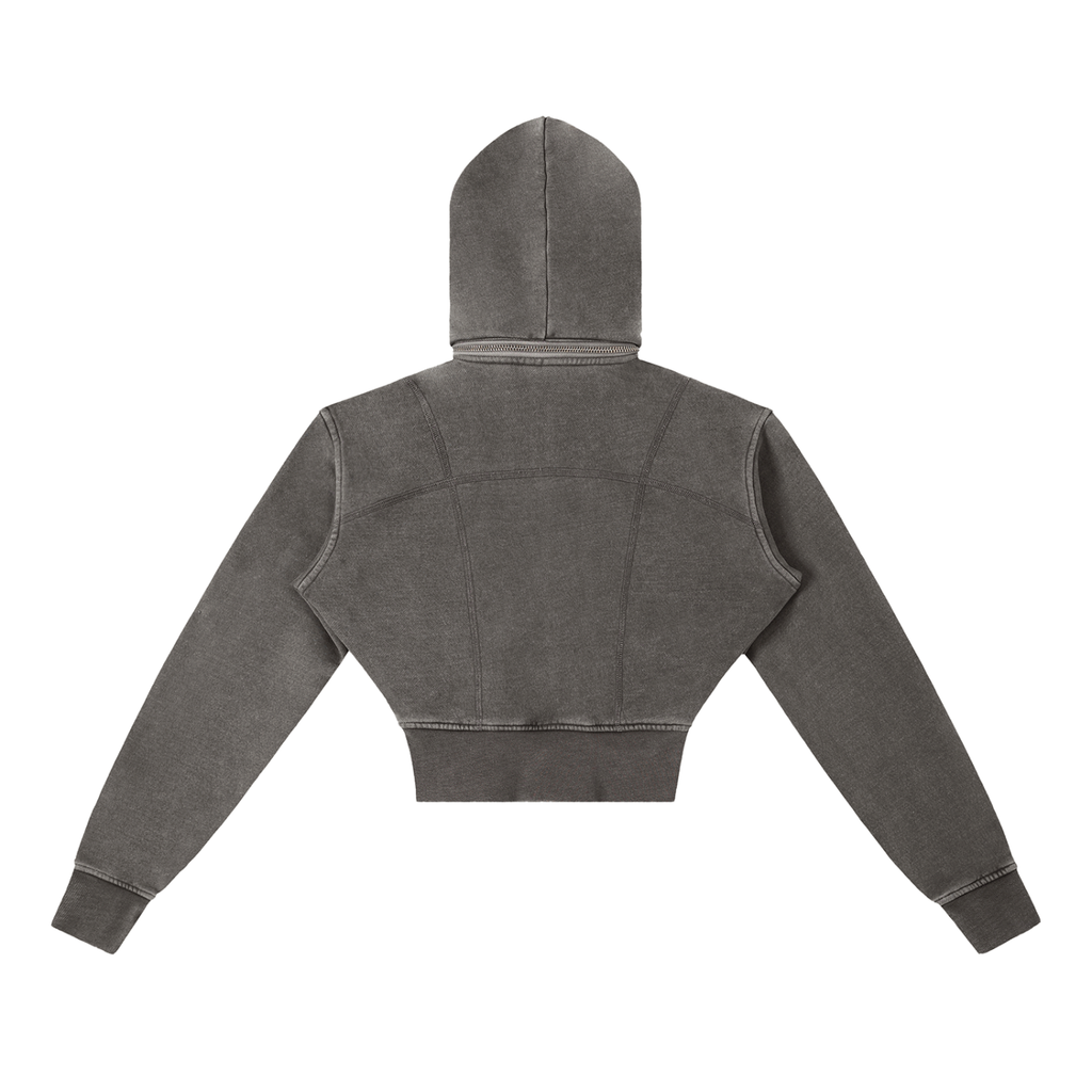 Vintage Washed,Cropped,Fleece,Hoodie