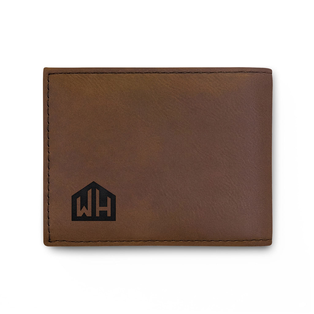 Leather Bi-Fold Wallet with Flip — Minimal Monogram Design