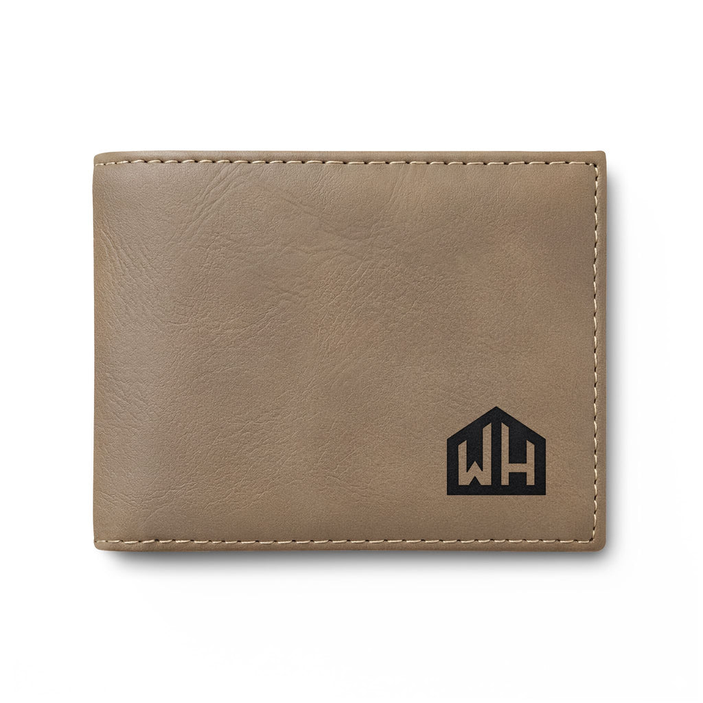 Leather Bi-Fold Wallet with Flip — Minimal Monogram Design