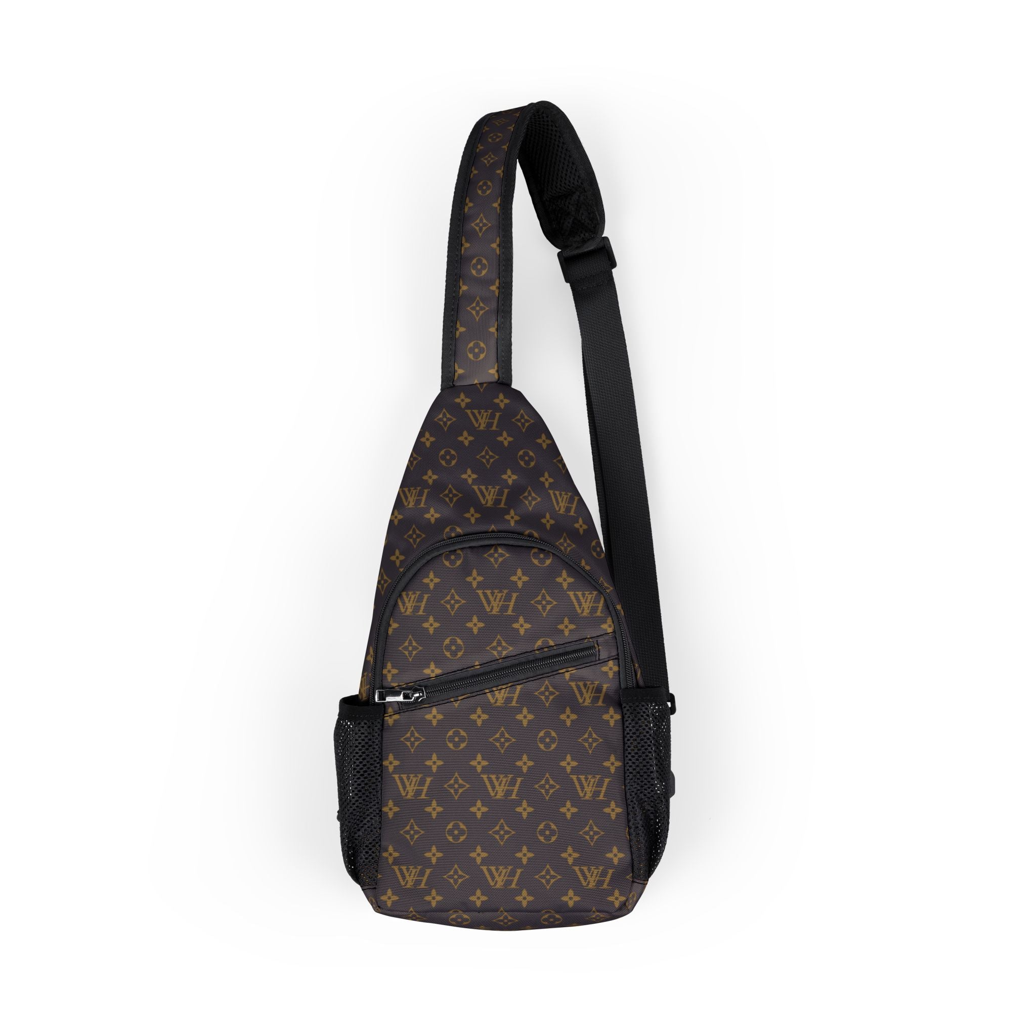 Monogram Pattern Chest Bag — Stylish Sling Crossbody Bag