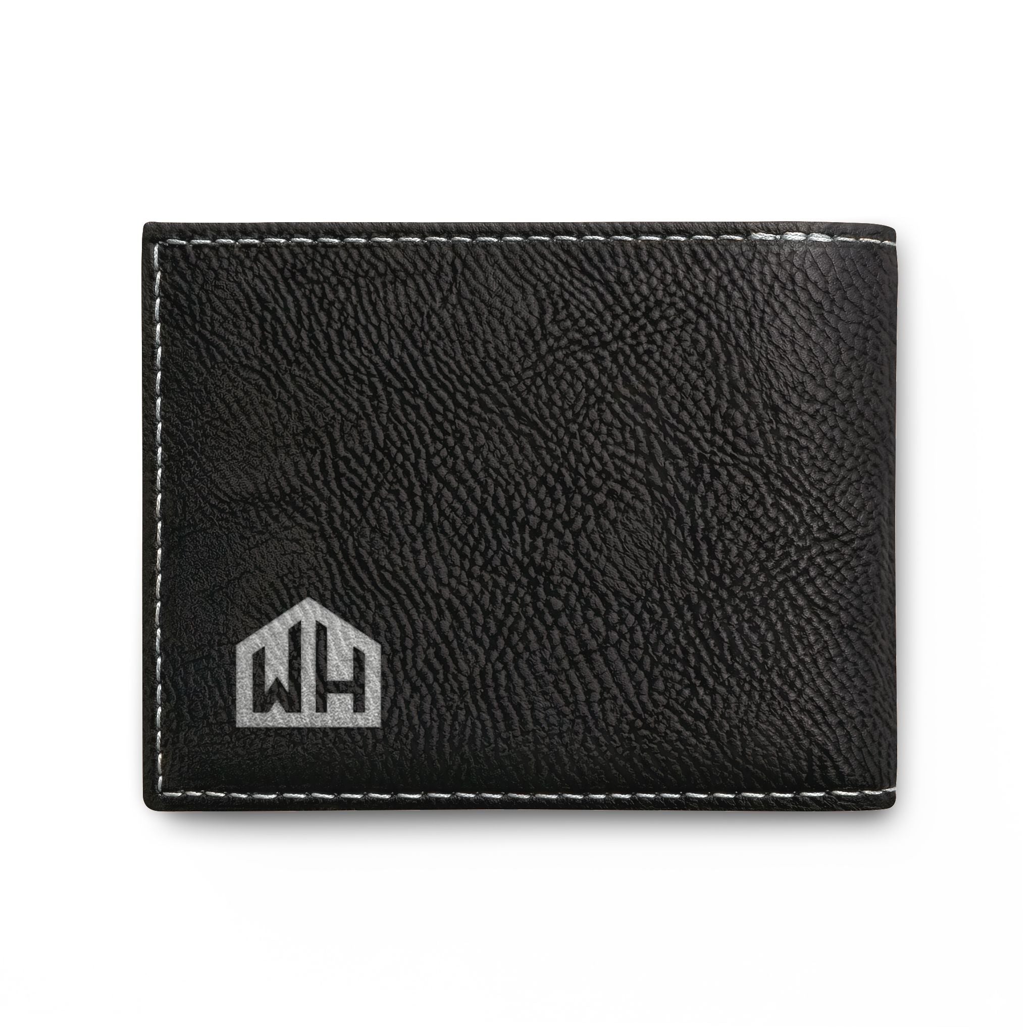Leather Bi-Fold Wallet with Flip — Minimal Monogram Design