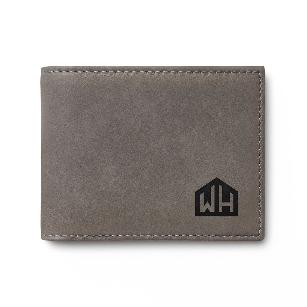 Leather Bi-Fold Wallet with Flip — Minimal Monogram Design