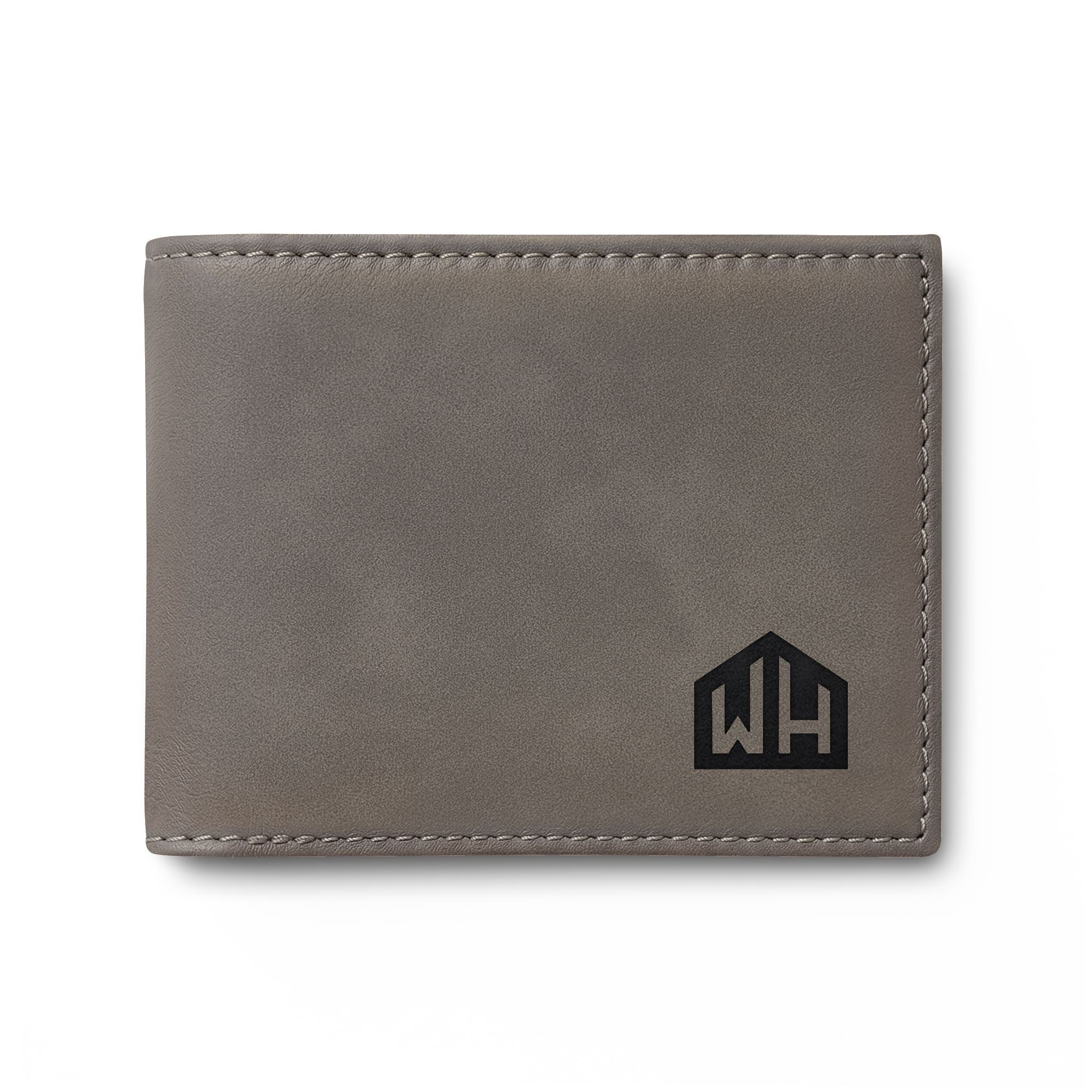 Leather Bi-Fold Wallet with Flip — Minimal Monogram Design