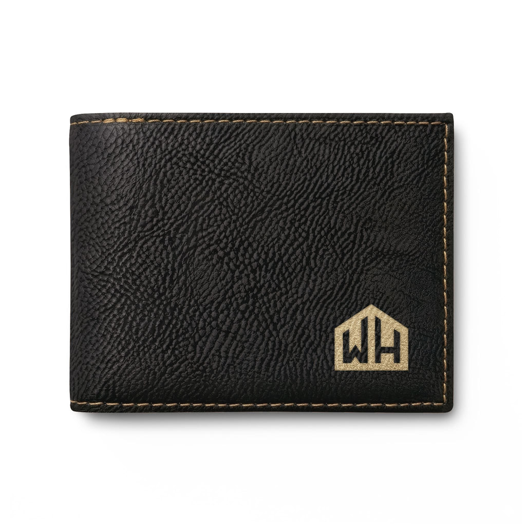 Leather Bi-Fold Wallet with Flip — Minimal Monogram Design