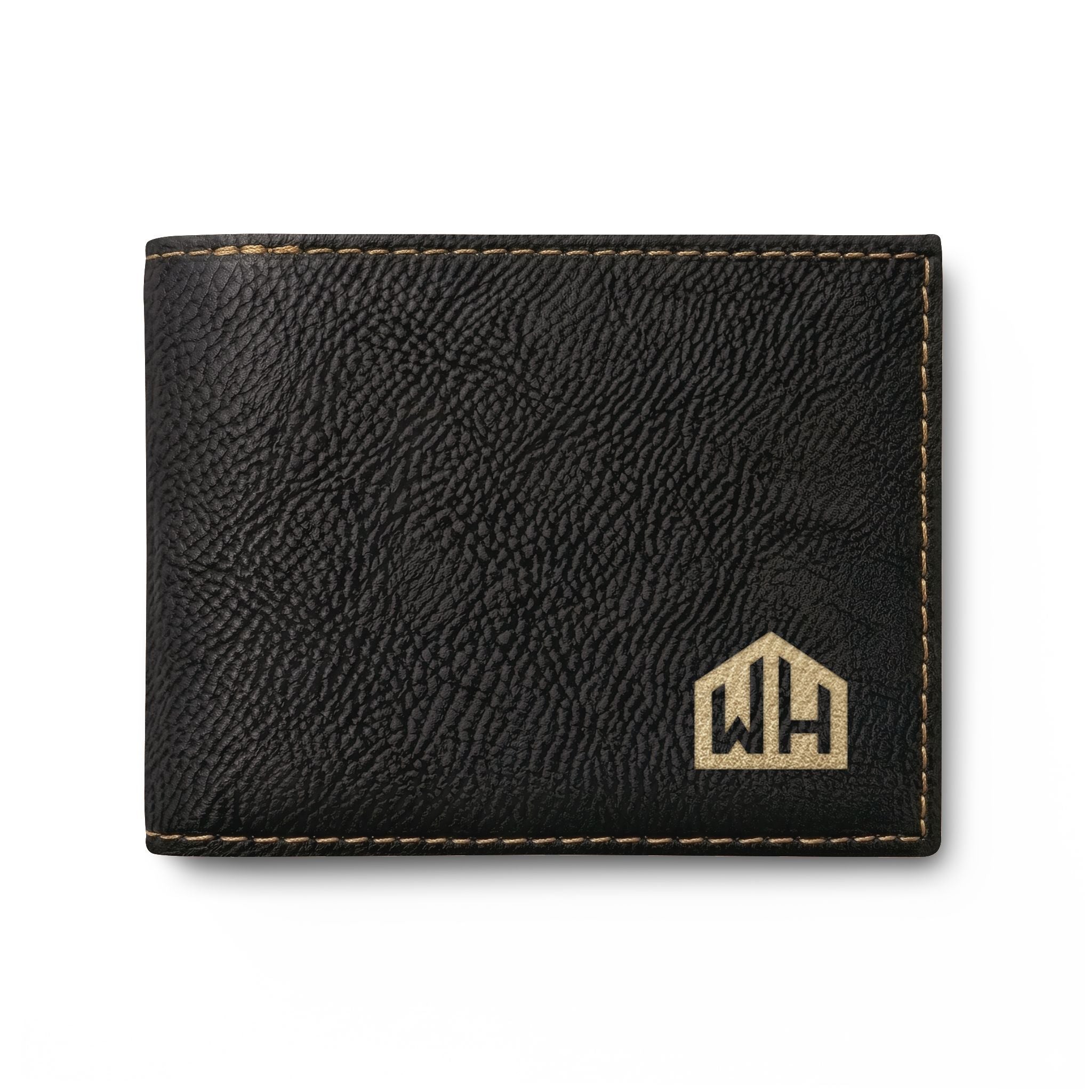 Leather Bi-Fold Wallet with Flip — Minimal Monogram Design