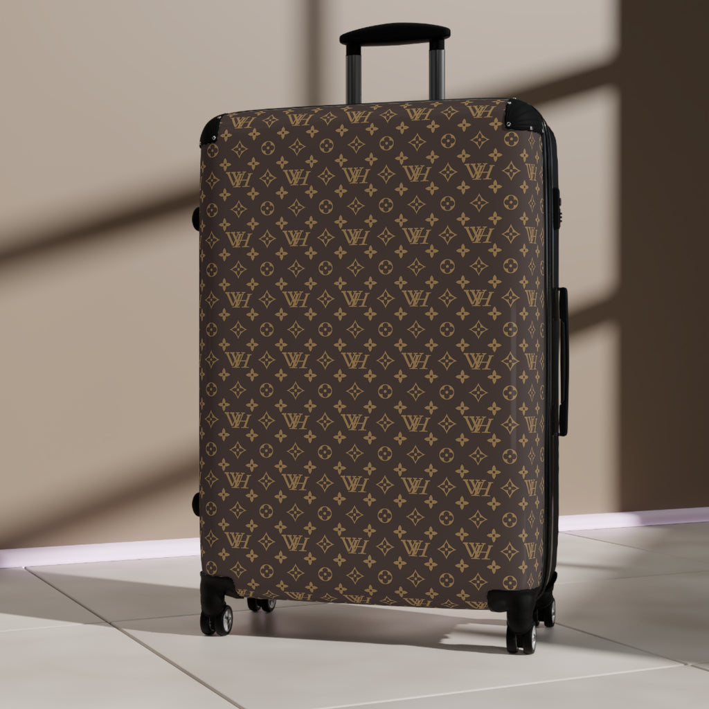 Monogram Travel Suitcase – Luxury Brown Pattern Carry-On