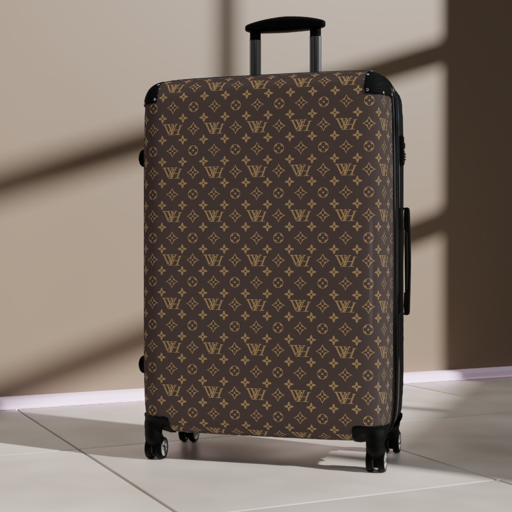 Monogram Travel Suitcase – Luxury Brown Pattern Carry-On