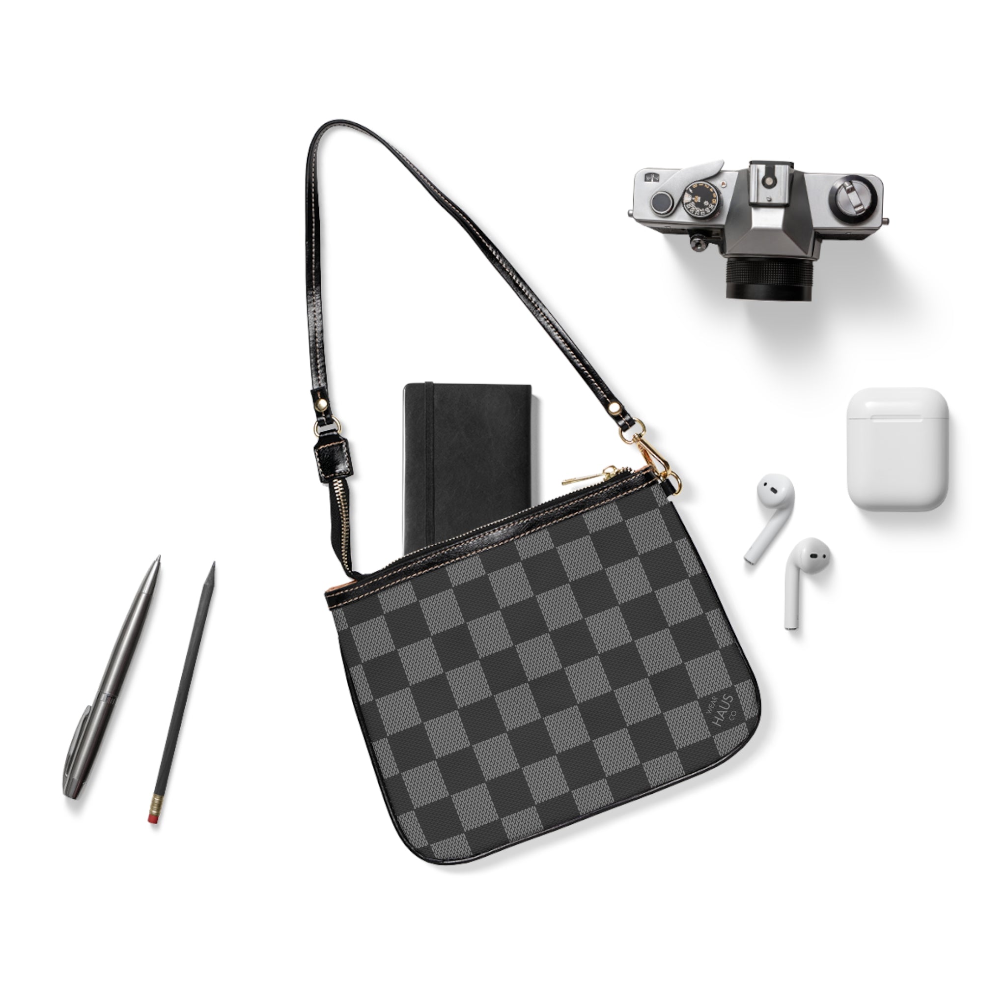 Checkerboard Small Shoulder Bag – Compact Crossbody Purse