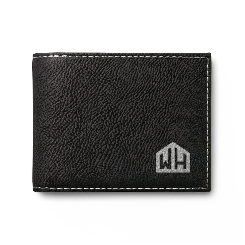 Leather Bi-Fold Wallet with Flip — Minimal Monogram Design