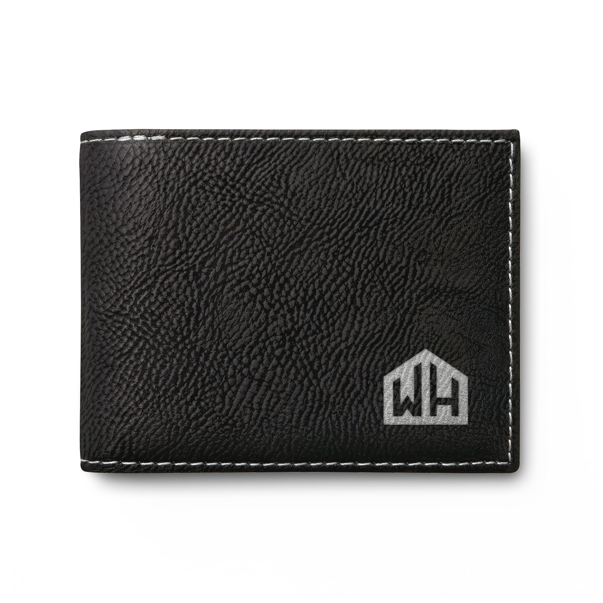Leather Bi-Fold Wallet with Flip — Minimal Monogram Design