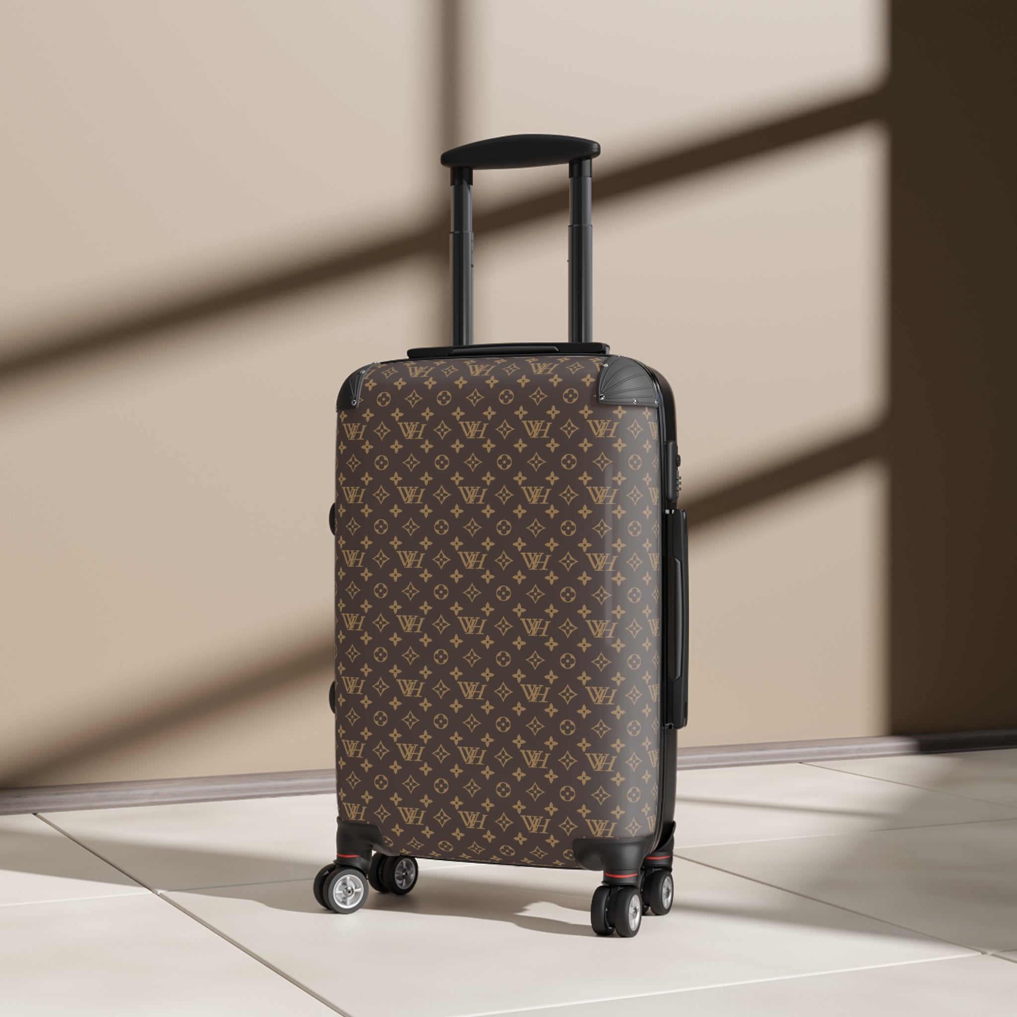 Monogram Travel Suitcase – Luxury Brown Pattern Carry-On