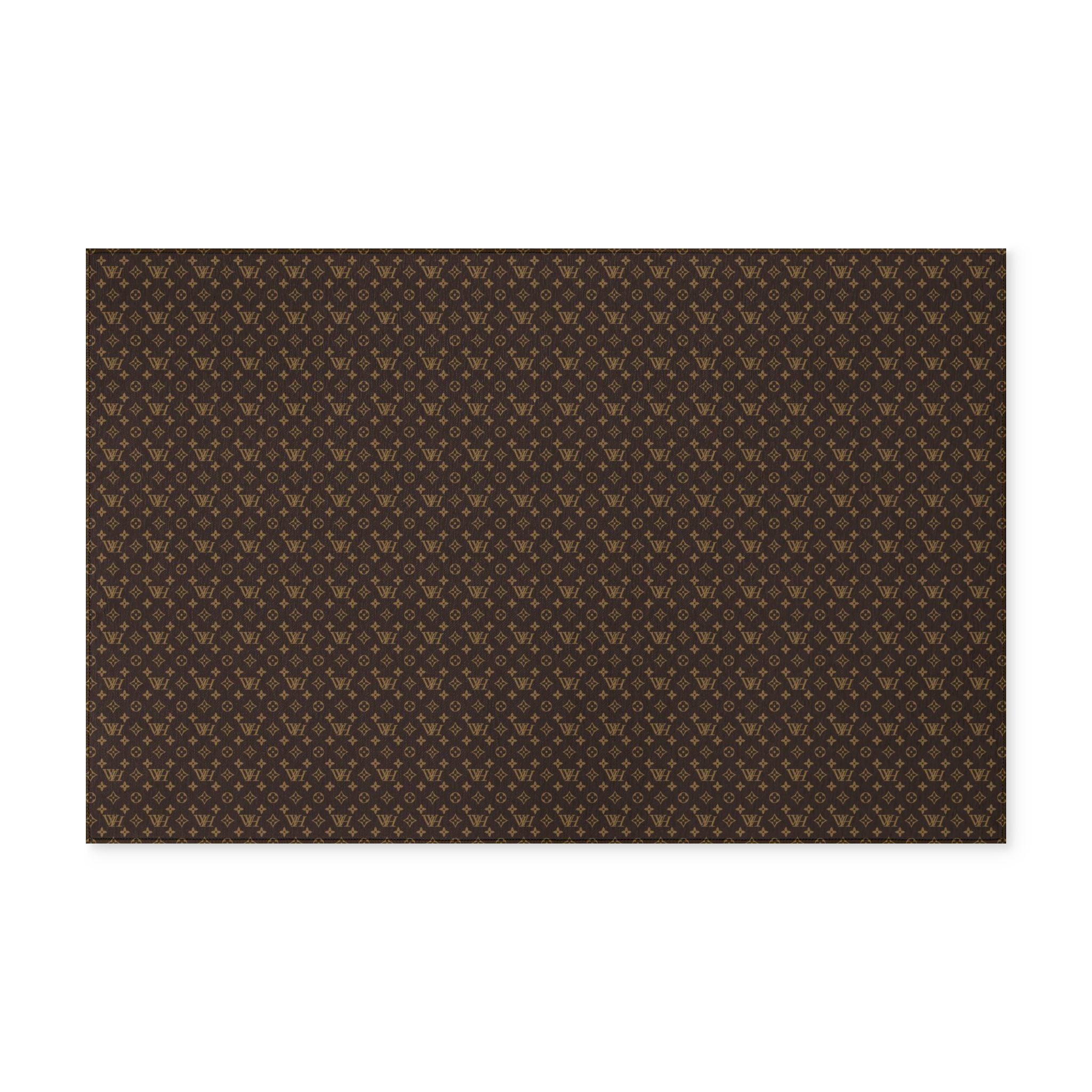 Washable Doormat Rug - Brown Monogram Non-Slip Entry Mat