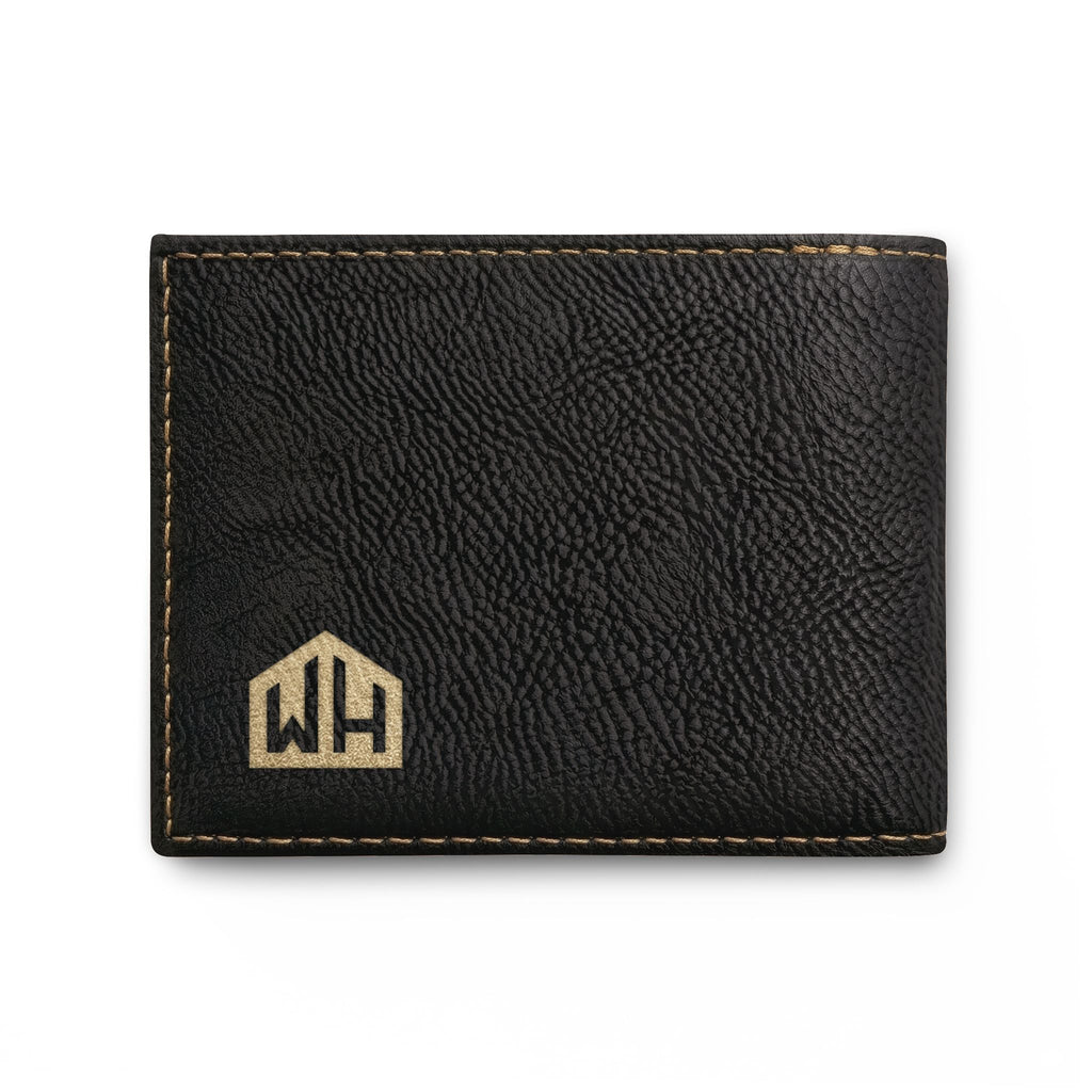 Leather Bi-Fold Wallet with Flip — Minimal Monogram Design