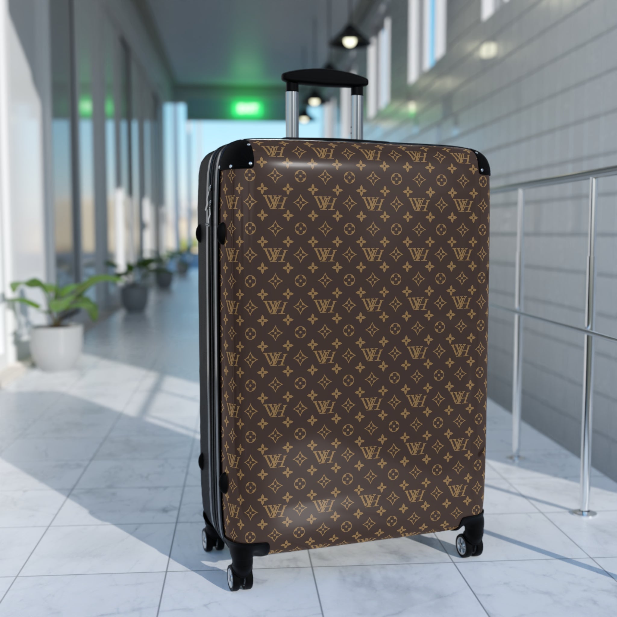 Monogram Travel Suitcase – Luxury Brown Pattern Carry-On