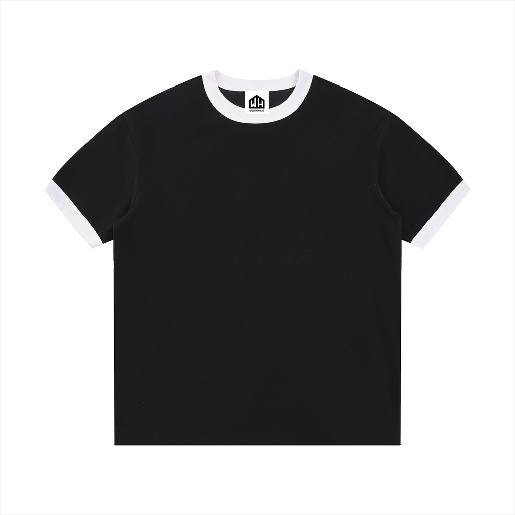 Contrast Edge Ribbed Crewneck T-Shirt