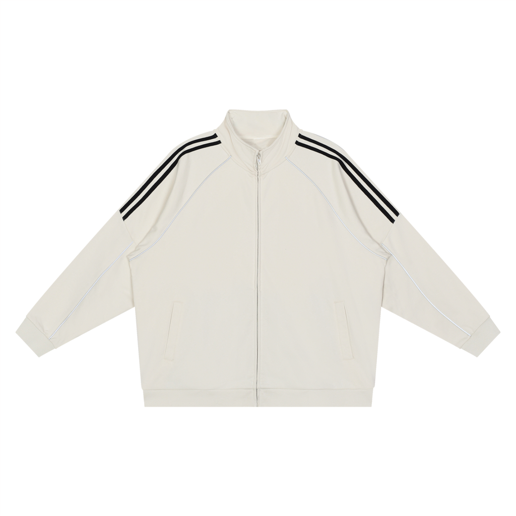 Reflective,Striped,Raglan,Full Zip,Jacket
