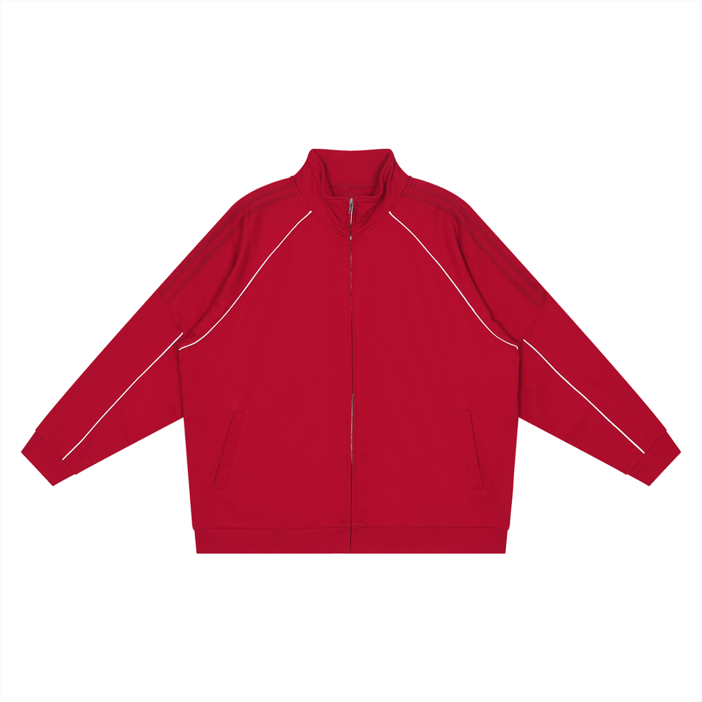 Reflective,Striped,Raglan,Full Zip,Jacket