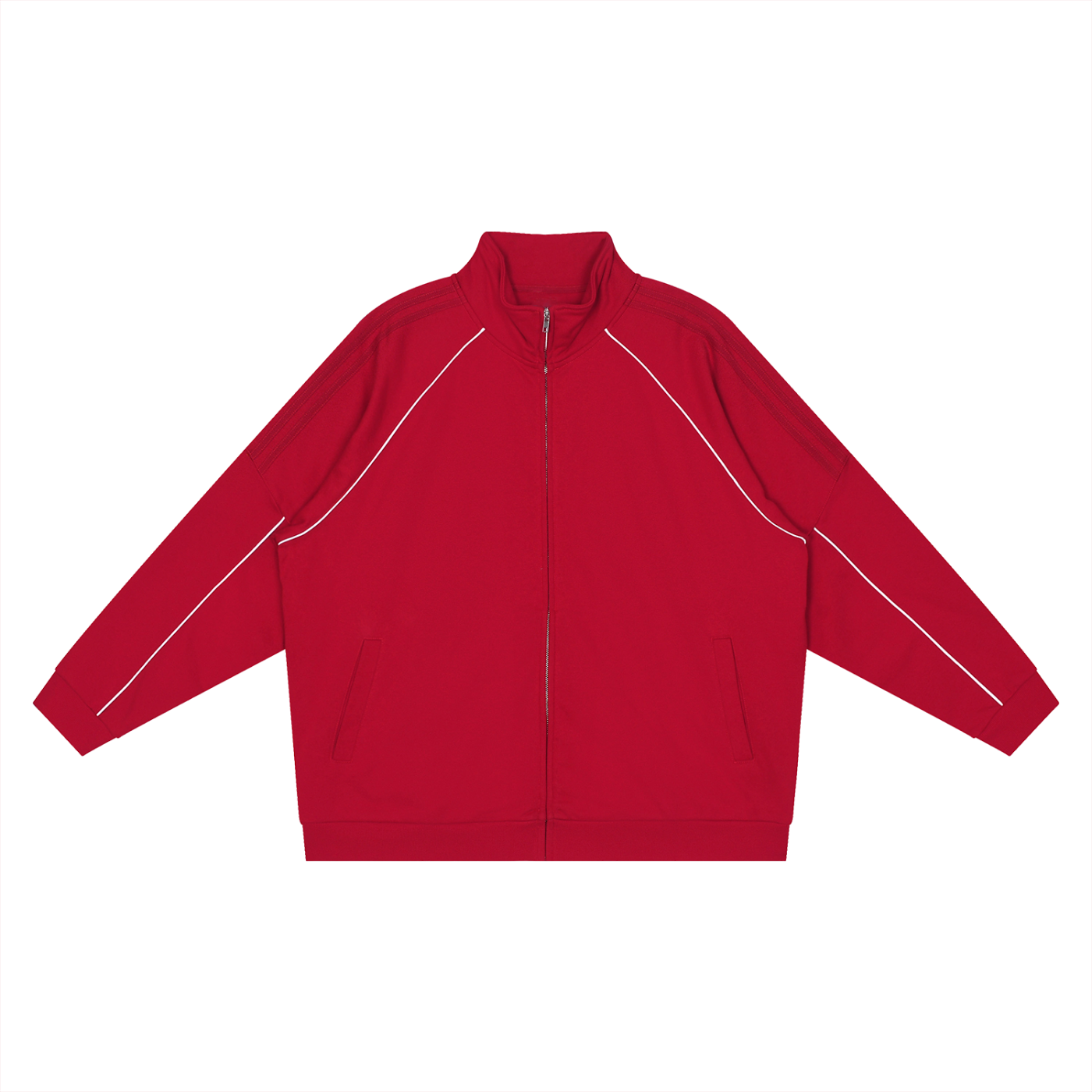 Reflective,Striped,Raglan,Full Zip,Jacket