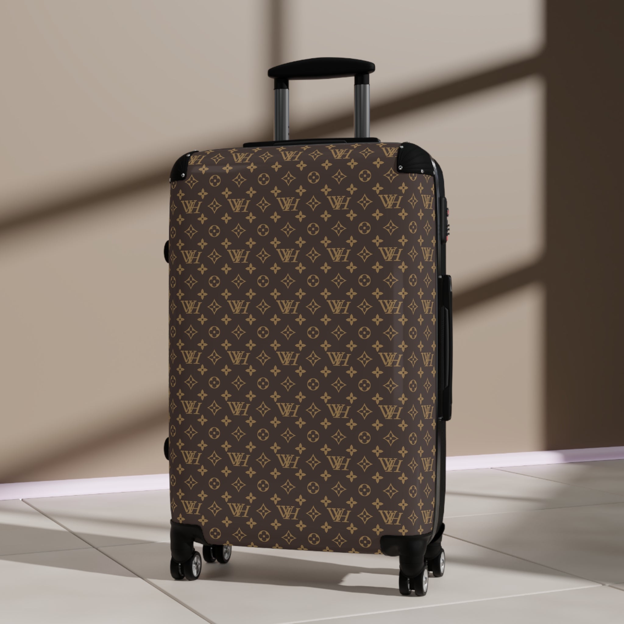 Monogram Travel Suitcase – Luxury Brown Pattern Carry-On