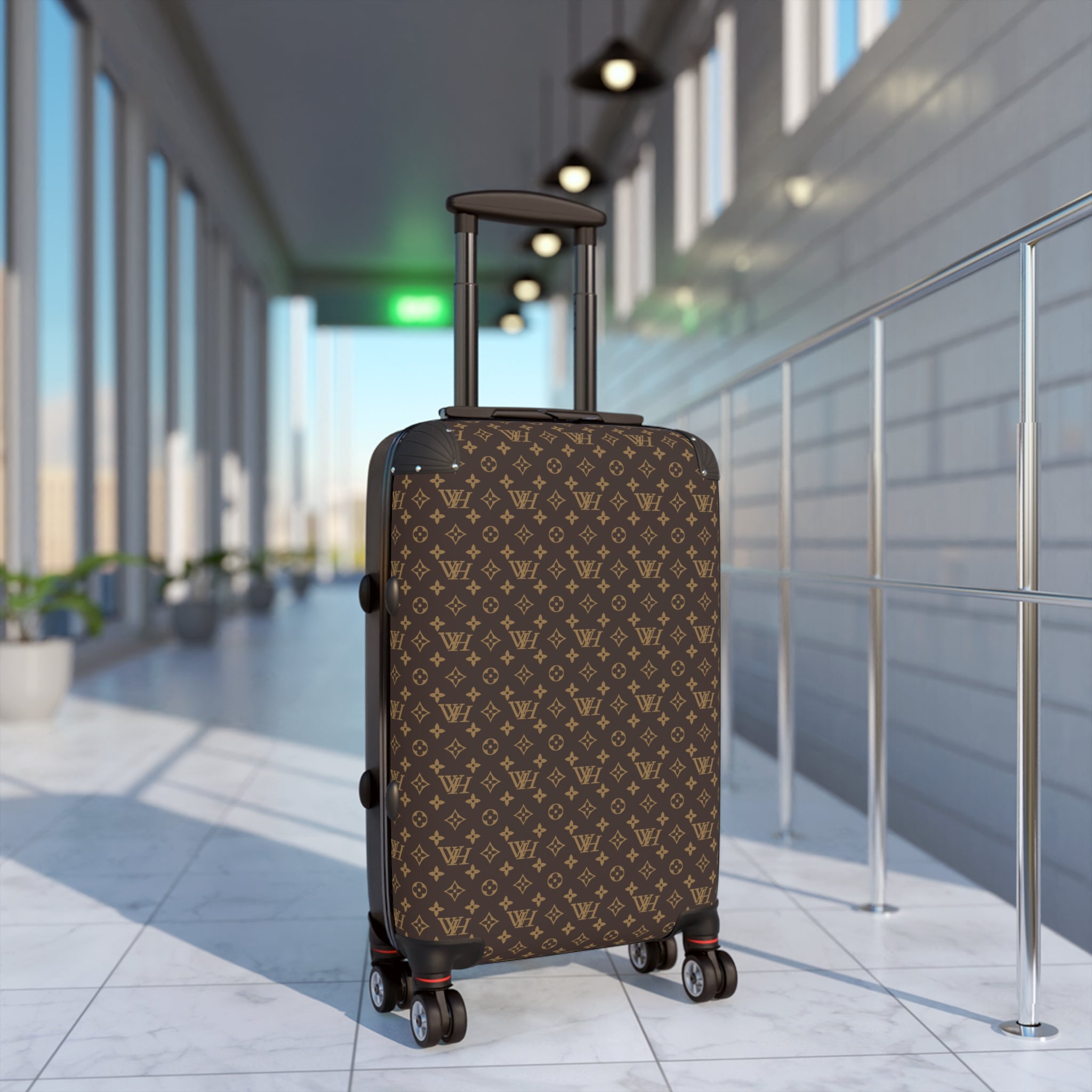 Monogram Travel Suitcase – Luxury Brown Pattern Carry-On