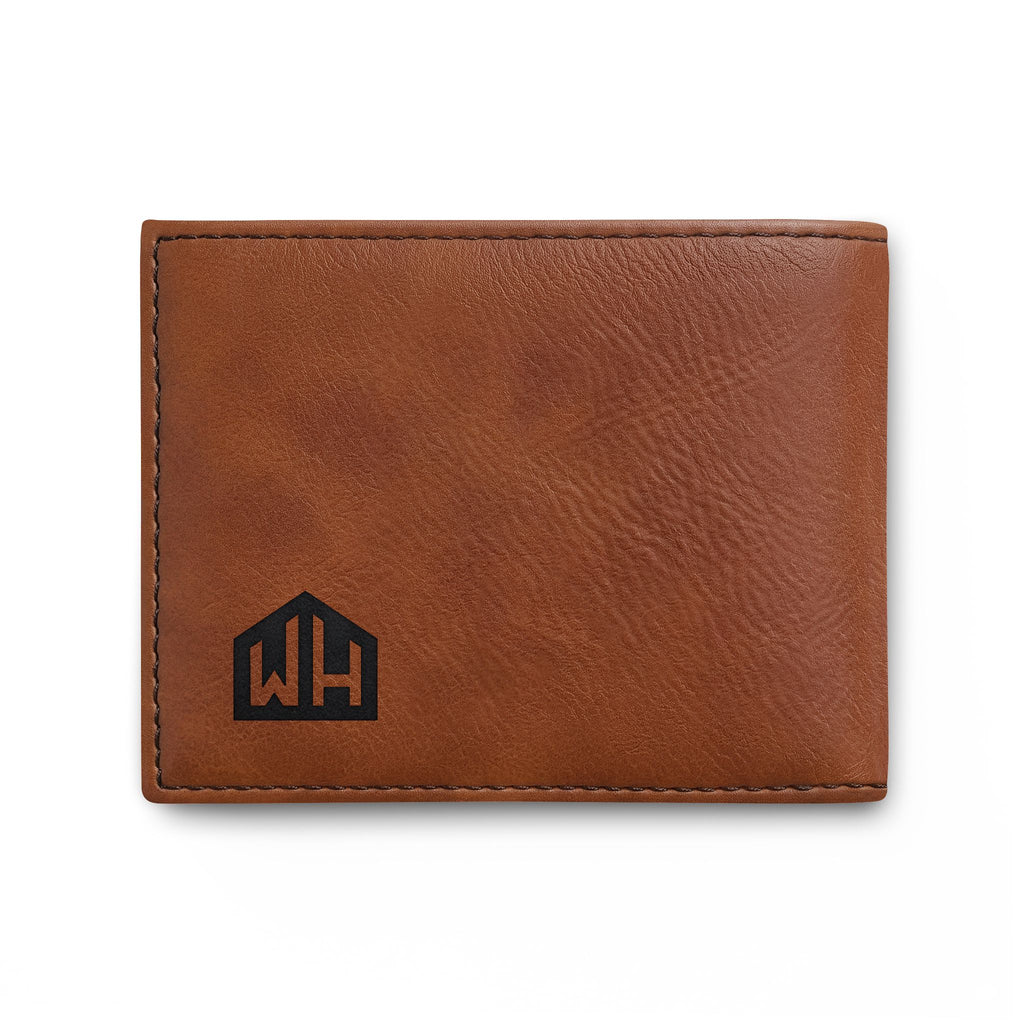 Leather Bi-Fold Wallet with Flip — Minimal Monogram Design