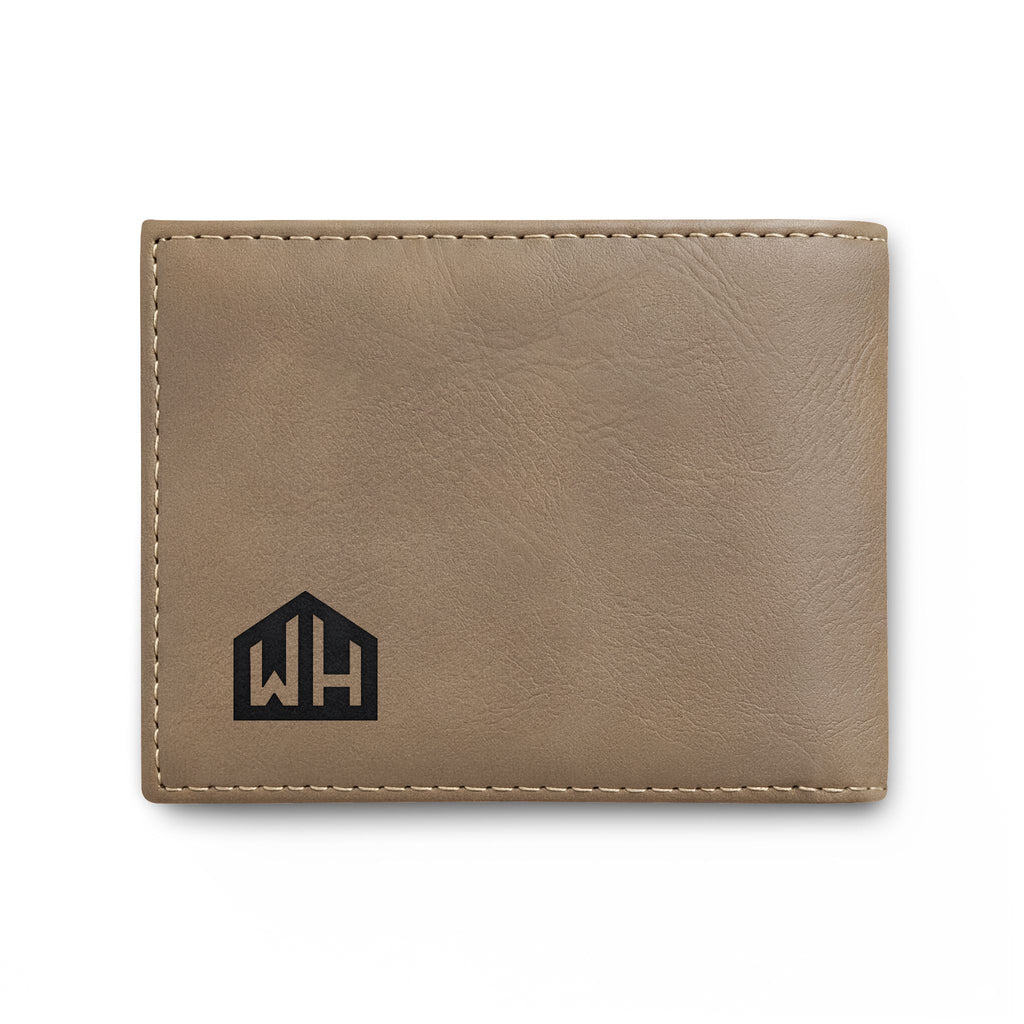 Leather Bi-Fold Wallet with Flip — Minimal Monogram Design