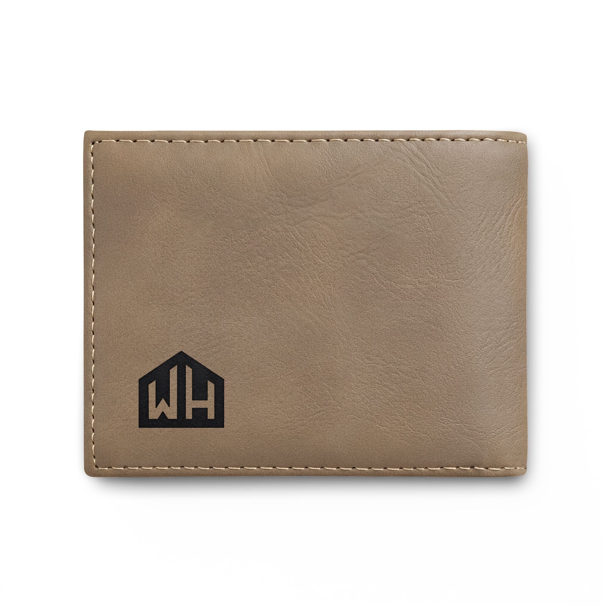 Leather Bi-Fold Wallet with Flip — Minimal Monogram Design
