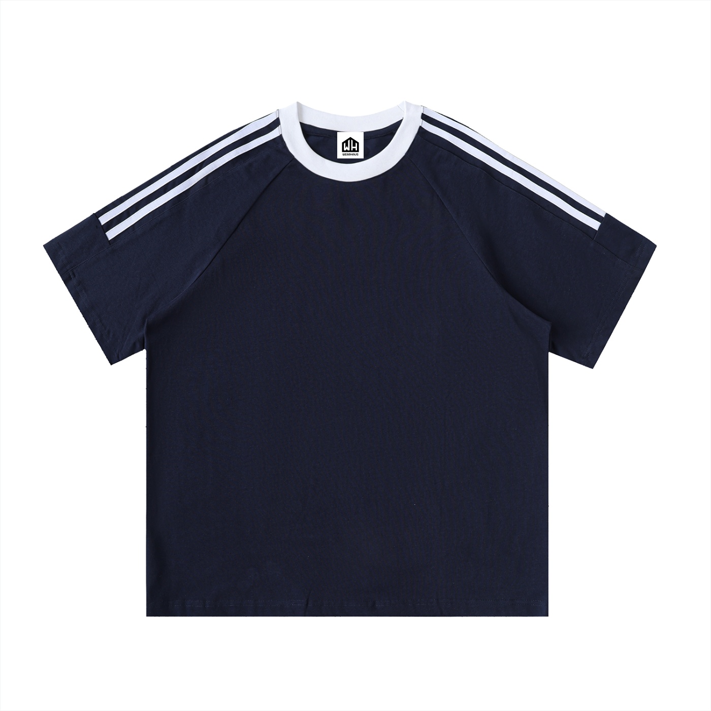 Contrast Tape Crewneck Cotton T-Shirt
