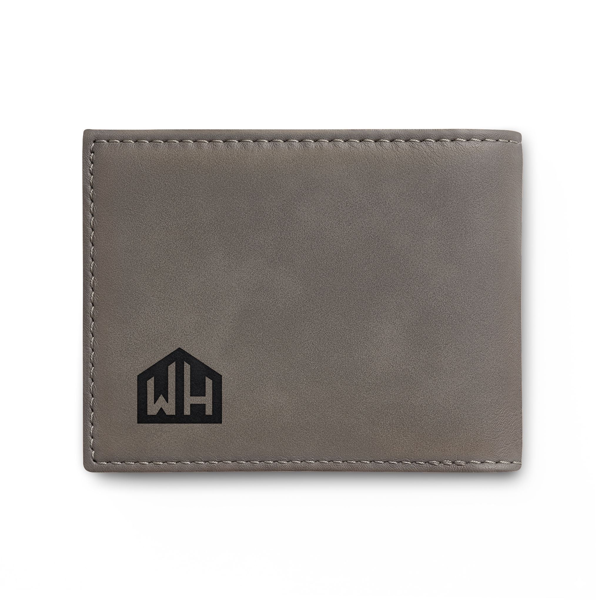Leather Bi-Fold Wallet with Flip — Minimal Monogram Design