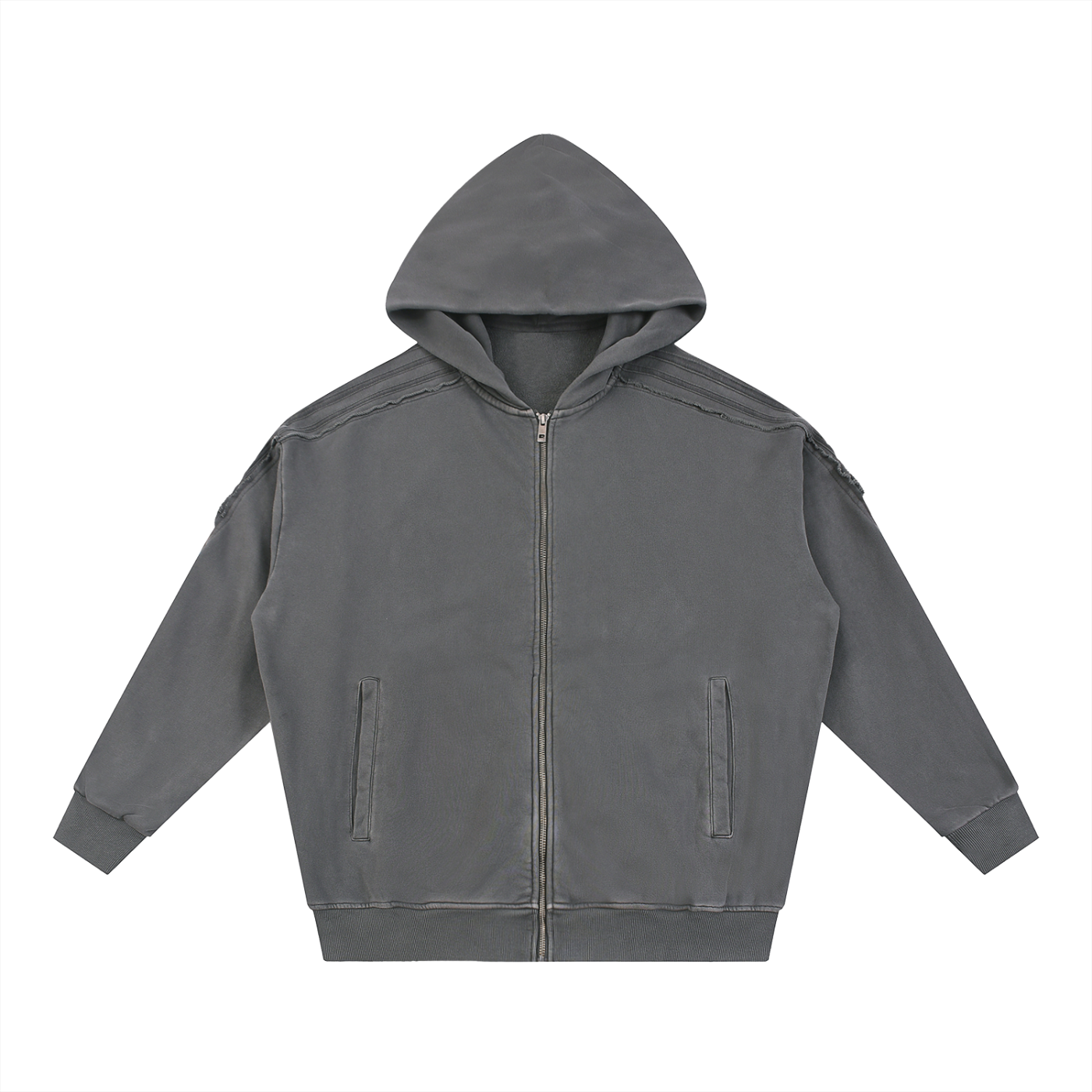 Snow Washed,Tape,Raw Edge,Full Zip,Hoodie