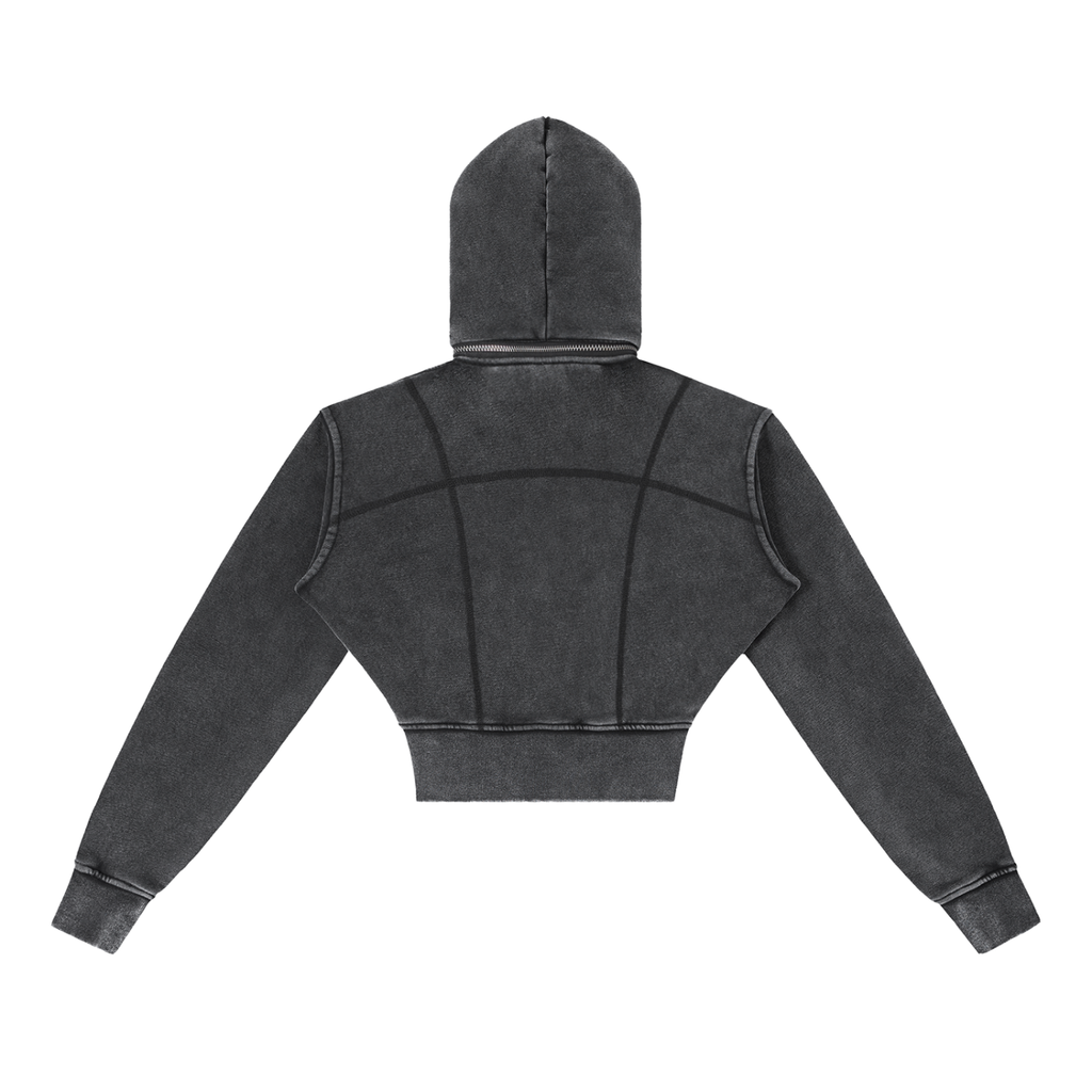 Vintage Washed,Cropped,Fleece,Hoodie