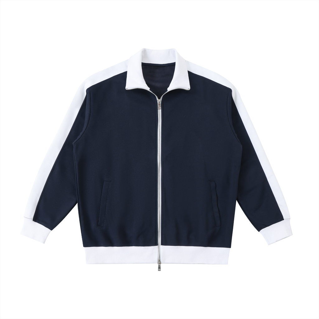 Contrast Trim Stand Collar Jacket