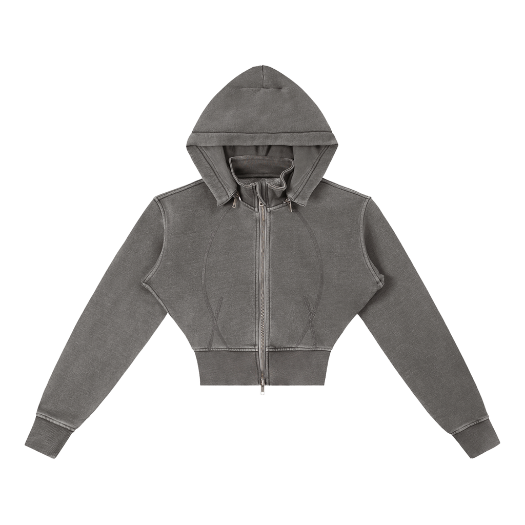 Vintage Washed,Cropped,Fleece,Hoodie