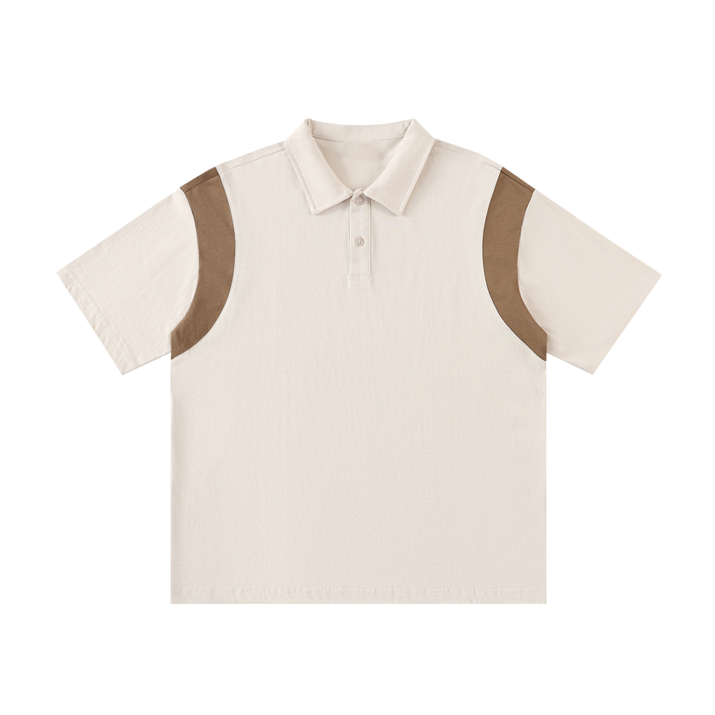 Contrast Panel Cotton Polo Shirt