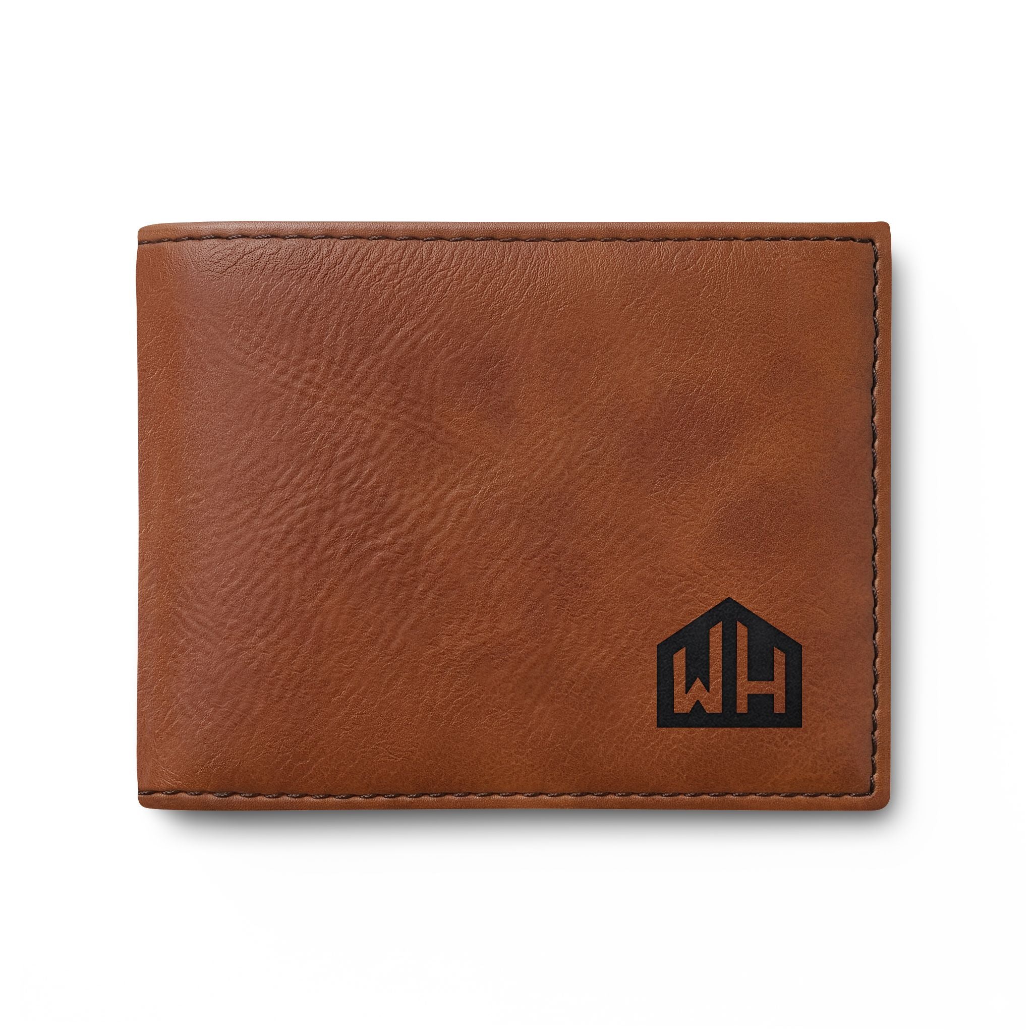 Leather Bi-Fold Wallet with Flip — Minimal Monogram Design