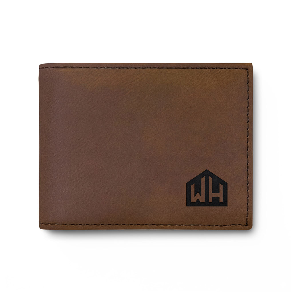 Leather Bi-Fold Wallet with Flip — Minimal Monogram Design