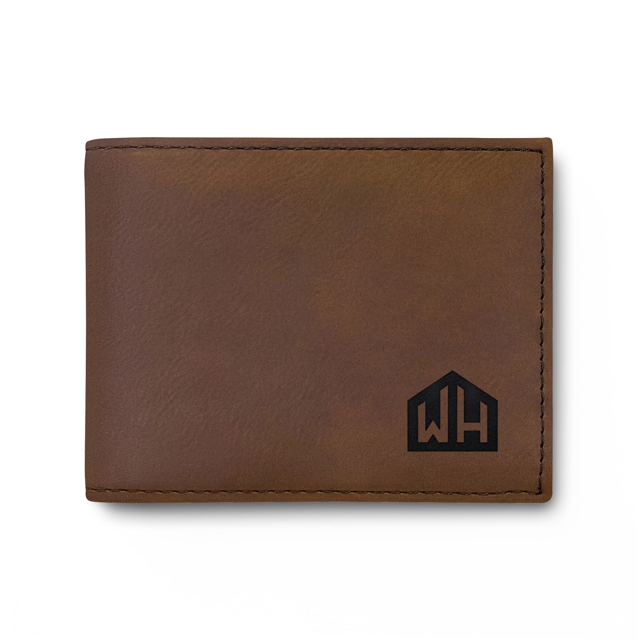 Leather Bi-Fold Wallet with Flip — Minimal Monogram Design