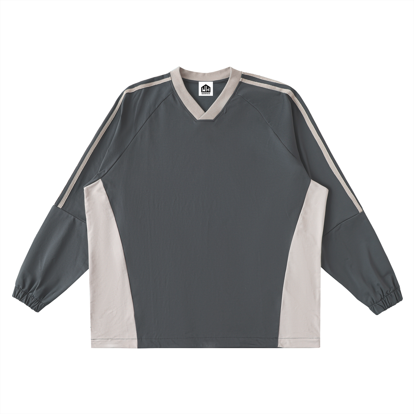 Color-Block V-Neck Long-Sleeve T-Shirt