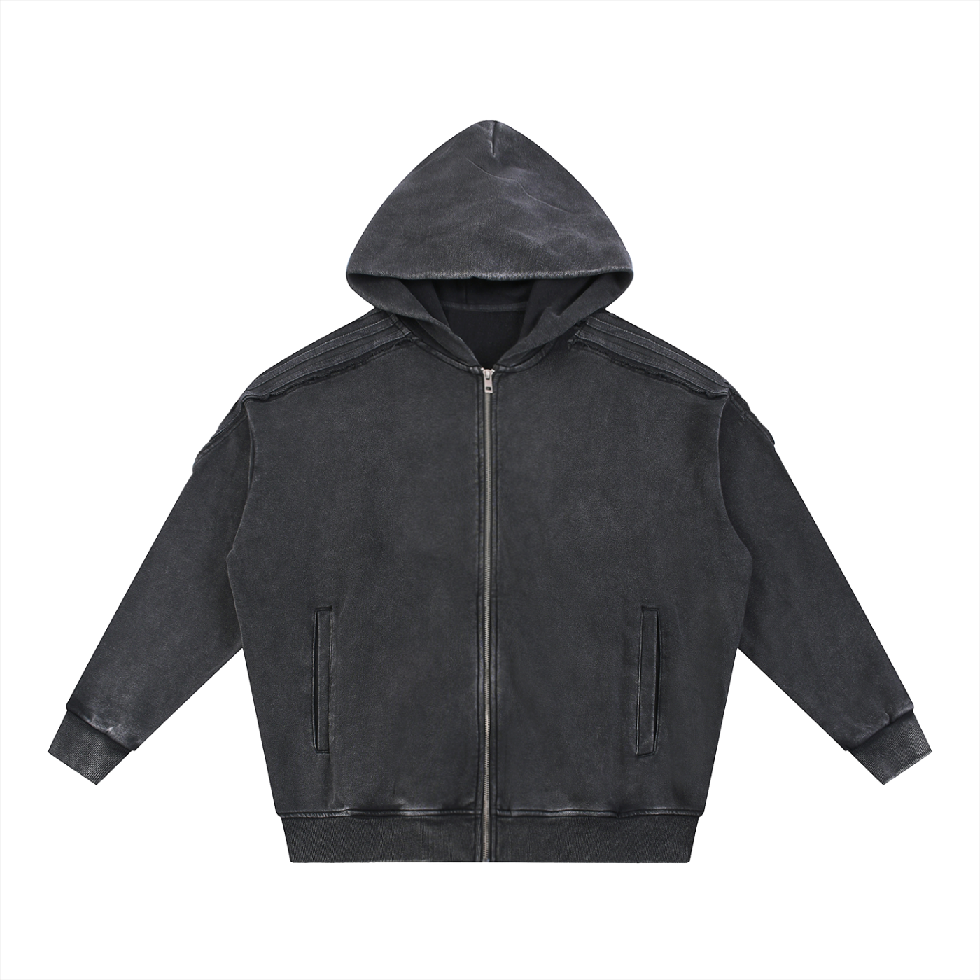 Snow Washed,Tape,Raw Edge,Full Zip,Hoodie