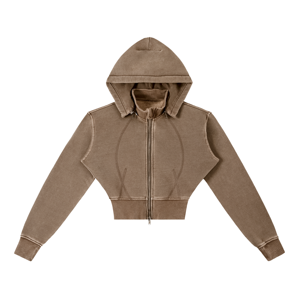 Vintage Washed,Cropped,Fleece,Hoodie