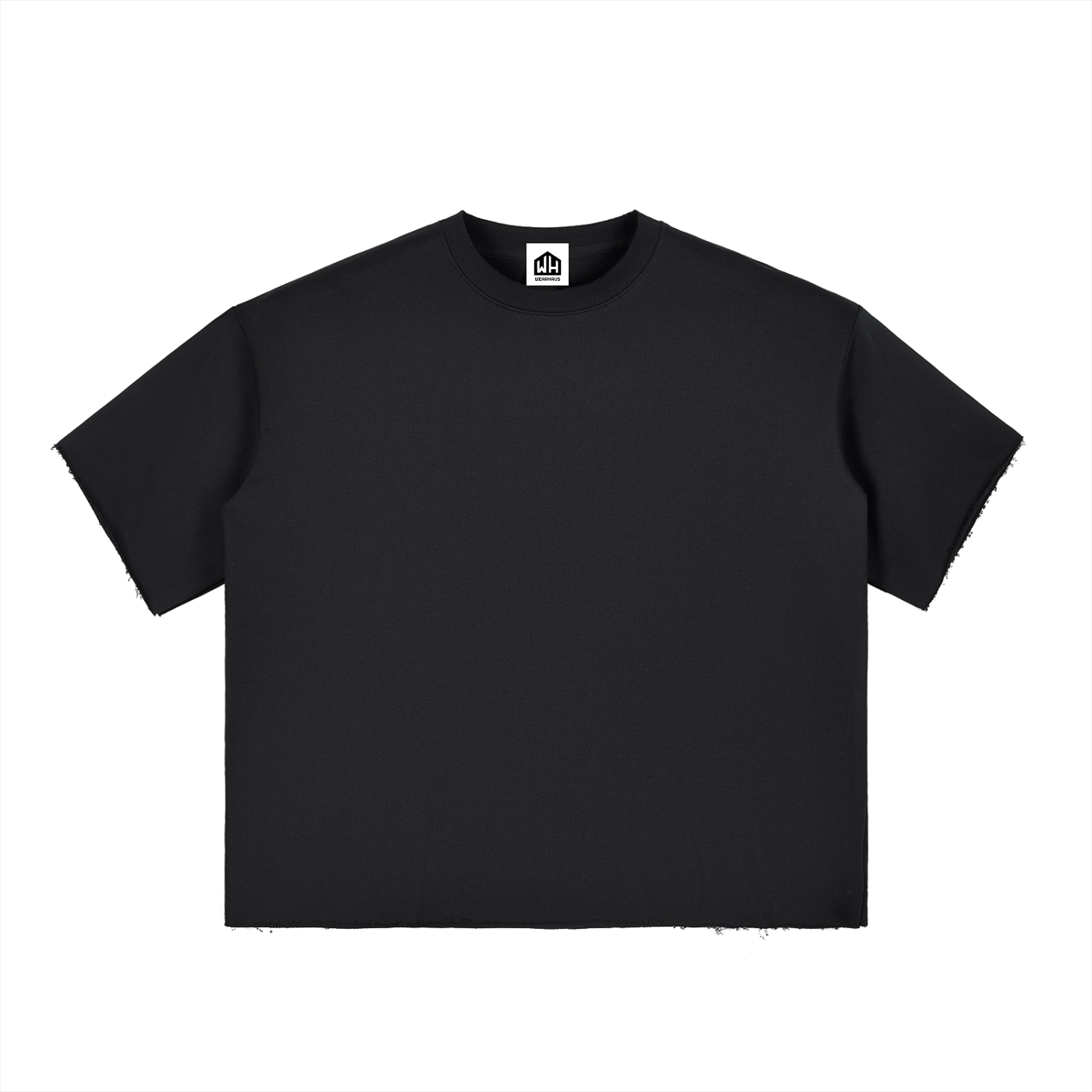Boxy Half-Sleeve Raw-Edge T-Shirt