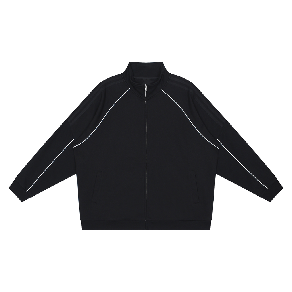 Reflective,Striped,Raglan,Full Zip,Jacket