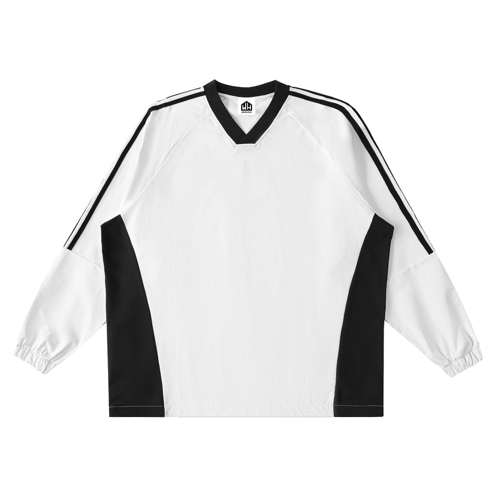 Color-Block V-Neck Long-Sleeve T-Shirt