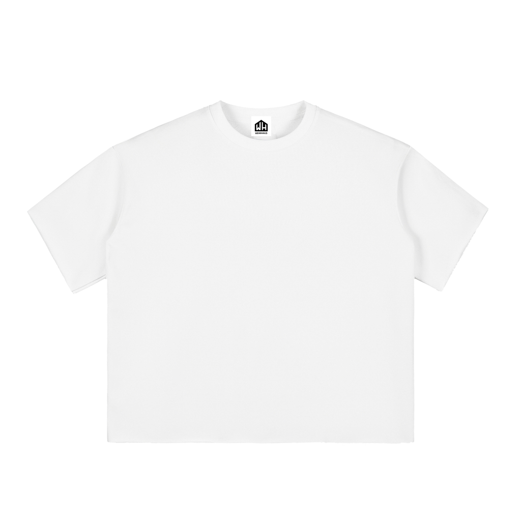Boxy Half-Sleeve Raw-Edge T-Shirt