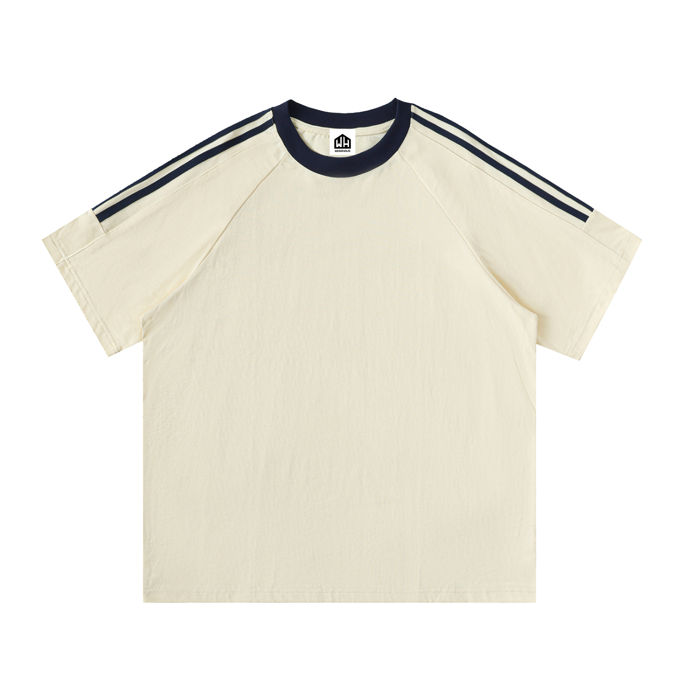Contrast Tape Crewneck Cotton T-Shirt