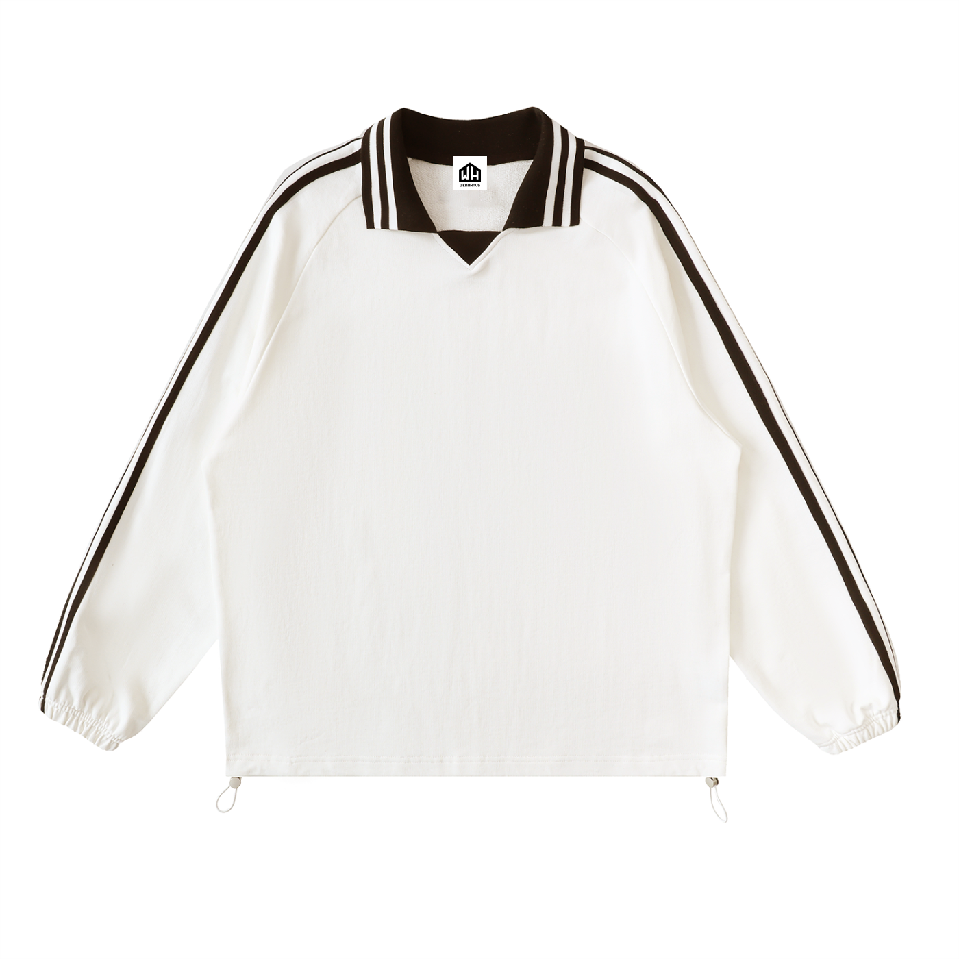 Contrast Striped Lapel Collar Sweatshirt