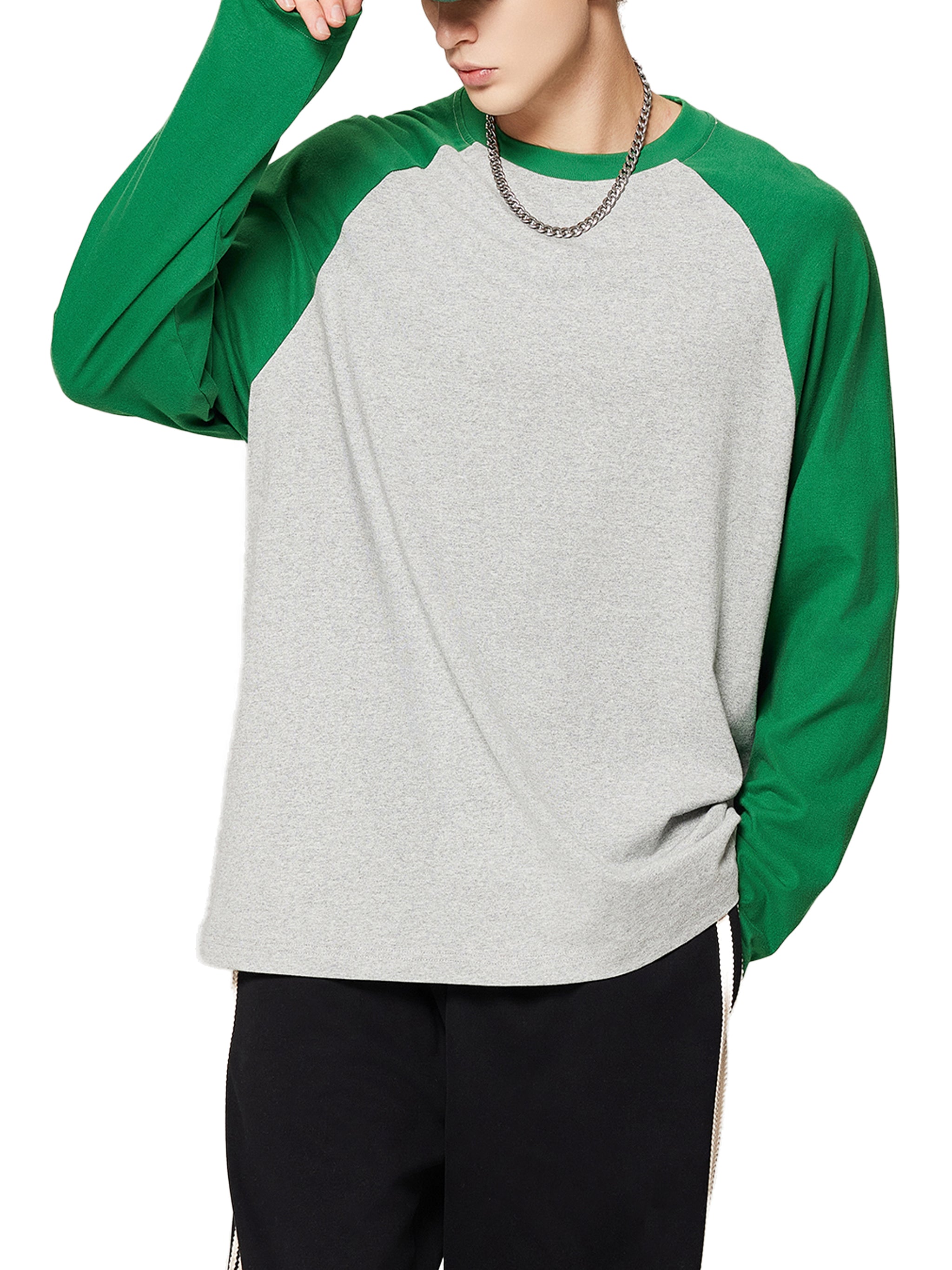 Color-Blocked Raglan Long-Sleeve T-Shirt