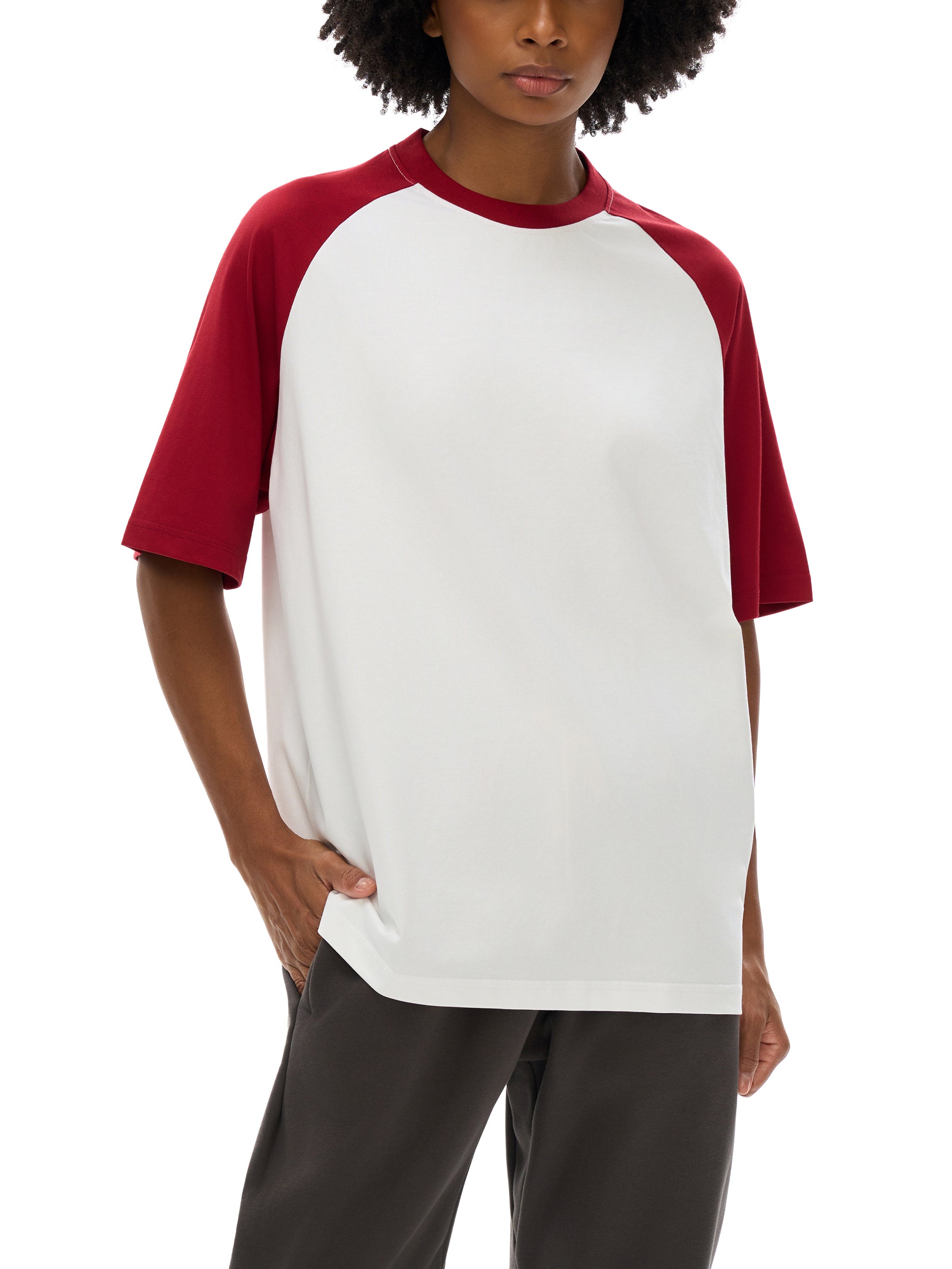 Color-Blocked Raglan Sleeve T-Shirt