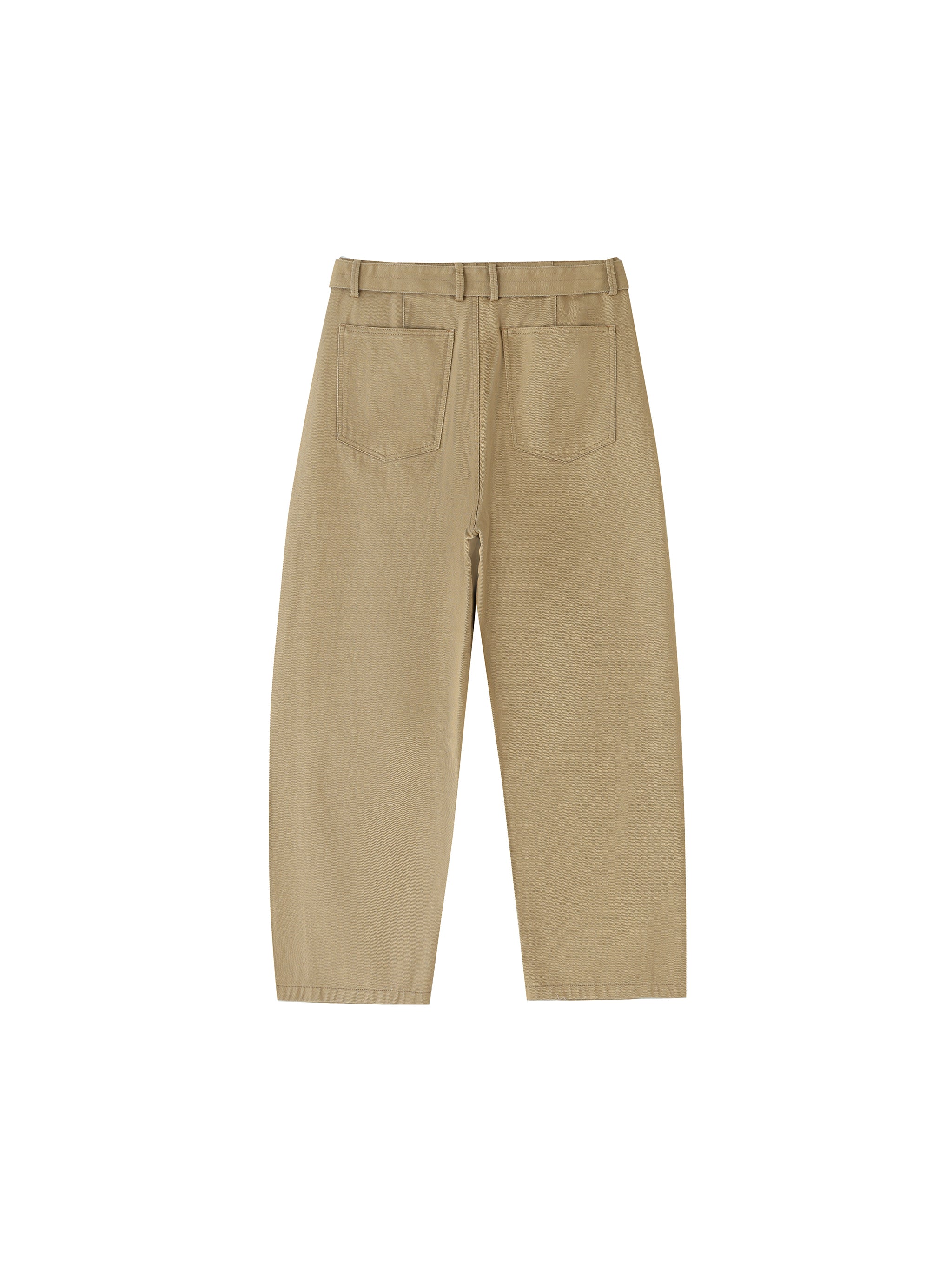 Belted Barrel-leg Chino Pants