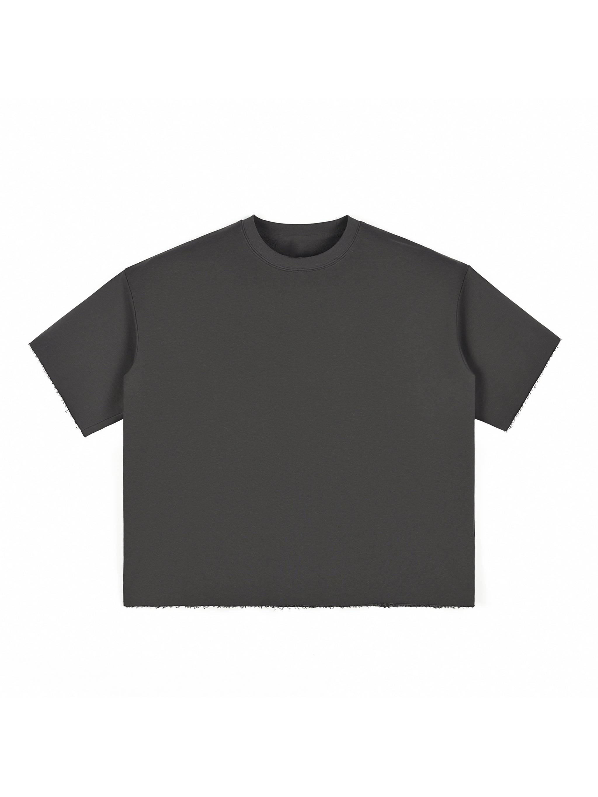 Boxy Half-Sleeve Raw-Edge T-Shirt